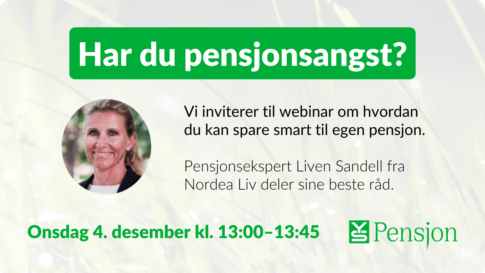 Bilde plakat til webinar om pensjon 4. desember 2024